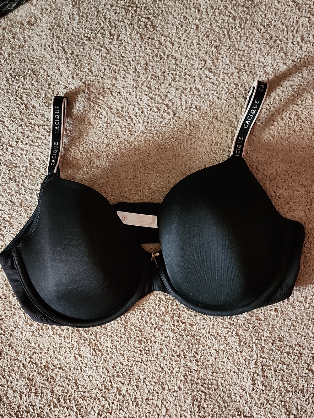 Cacique Black Seamless T-Shirt Bra with Logo Straps